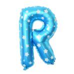 Balon Folie Metalizata Litera R, Embo, 40 cm, Cu Imprimeu Stelute, Umflati cu Heliu sau Aer, Ambalaj Individual, Pai inclus, Albastru - imagine 4