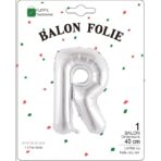 Balon Folie Metalizata Litera R, Embo, 40 cm, Umflati cu Heliu sau Aer, Ambalaj Individual, Pai inclus, Argintiu - imagine 2