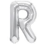Balon Folie Metalizata Litera R, Embo, 40 cm, Umflati cu Heliu sau Aer, Ambalaj Individual, Pai inclus, Argintiu
