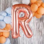 Balon Folie Metalizata Litera R, Embo, 80 cm, Umflati cu Heliu sau Aer, Ambalaj Individual, Pai inclus, Rose Gold - imagine 5