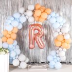 Balon Folie Metalizata Litera R, Embo, 80 cm, Umflati cu Heliu sau Aer, Ambalaj Individual, Pai inclus, Rose Gold - imagine 6