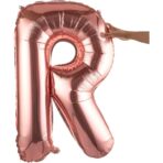 Balon Folie Metalizata Litera R, Embo, 80 cm, Umflati cu Heliu sau Aer, Ambalaj Individual, Pai inclus, Rose Gold - imagine 8