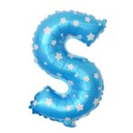 Balon Folie Metalizata Litera S, Embo, 40 cm, Cu Imprimeu Stelute, Umflati cu Heliu sau Aer, Ambalaj Individual, Pai inclus, Albastru - imagine 3