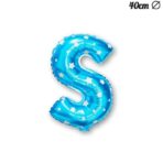 Balon Folie Metalizata Litera S, Embo, 40 cm, Cu Imprimeu Stelute, Umflati cu Heliu sau Aer, Ambalaj Individual, Pai inclus, Albastru - imagine 4