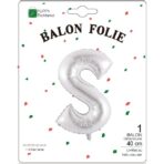 Balon Folie Metalizata Litera S, Embo, 40 cm, Umflati cu Heliu sau Aer, Ambalaj Individual, Pai inclus, Argintiu - imagine 2