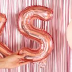 Balon Folie Metalizata Litera S, Embo, 40 cm, Umflati cu Heliu sau Aer, Ambalaj Individual, Pai inclus, Rose Gold - imagine 6