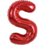 Balon Folie Metalizata Litera S, Embo, 40 cm, Umflati cu Heliu sau Aer, Ambalaj Individual, Pai inclus, Rosu