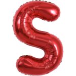 Balon Folie Metalizata Litera S, Embo, 40 cm, Umflati cu Heliu sau Aer, Ambalaj Individual, Pai inclus, Rosu