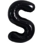 Balon Folie Metalizata Litera S, Embo, 40 cm, Umflati cu Heliu sau Aer, Ambalaj Individual, Pai inclus, Negru