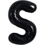 Balon Folie Metalizata Litera S, Embo, 40 cm, Umflati cu Heliu sau Aer, Ambalaj Individual, Pai inclus, Negru
