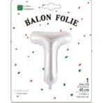 Balon Folie Metalizata Litera T, Embo, 40 cm, Umflati cu Heliu sau Aer, Ambalaj Individual, Pai inclus, Argintiu - imagine 2