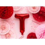 Balon Folie Metalizata Litera T, Embo, 40 cm, Umflati cu Heliu sau Aer, Ambalaj Individual, Pai inclus, Rosu - imagine 2