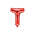 Balon Folie Metalizata Litera T, Embo, 40 cm, Umflati cu Heliu sau Aer, Ambalaj Individual, Pai inclus, Rosu - imagine 3