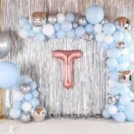 Balon Folie Metalizata Litera T, Embo, 40 cm, Umflati cu Heliu sau Aer, Ambalaj Individual, Pai inclus, Rose Gold - imagine 2