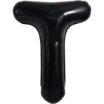 Balon Folie Metalizata Litera T, Embo, 40 cm, Umflati cu Heliu sau Aer, Ambalaj Individual, Pai inclus, Negru