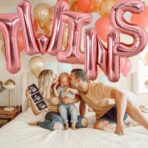 Balon Folie Metalizata Litera T, Embo, 80 cm, Umflati cu Heliu sau Aer, Ambalaj Individual, Pai inclus, Rose Gold - imagine 9