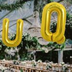 Balon Folie Metalizata Litera U, Embo, 40 cm, Umflati cu Heliu sau Aer, Ambalaj Individual, Pai inclus, Auriu - imagine 2