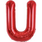 Balon Folie Metalizata Litera U, Embo, 40 cm, Umflati cu Heliu sau Aer, Ambalaj Individual, Pai inclus, Rosu