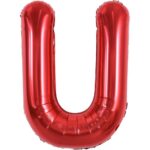 Balon Folie Metalizata Litera U, Embo, 40 cm, Umflati cu Heliu sau Aer, Ambalaj Individual, Pai inclus, Rosu