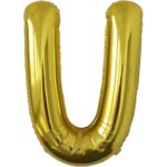 Balon Folie Metalizata Litera U, Embo, 40 cm, Umflati cu Heliu sau Aer, Ambalaj Individual, Pai inclus, Auriu