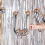 Balon Folie Metalizata Litera U, Embo, 80 cm, Umflati cu Heliu sau Aer, Ambalaj Individual, Pai inclus, Argintiu - imagine 4