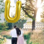 Balon Folie Metalizata Litera U, Embo, 80 cm, Umflati cu Heliu sau Aer, Ambalaj Individual, Pai inclus, Auriu - imagine 3