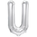 Balon Folie Metalizata Litera U, Embo, 80 cm, Umflati cu Heliu sau Aer, Ambalaj Individual, Pai inclus, Argintiu