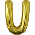 Balon Folie Metalizata Litera U, Embo, 80 cm, Umflati cu Heliu sau Aer, Ambalaj Individual, Pai inclus, Auriu