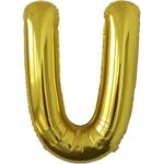 Balon Folie Metalizata Litera U, Embo, 80 cm, Umflati cu Heliu sau Aer, Ambalaj Individual, Pai inclus, Auriu