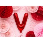 Balon Folie Metalizata Litera V, Embo, 40 cm, Umflati cu Heliu sau Aer, Ambalaj Individual, Pai inclus, Rosu - imagine 2