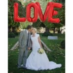 Balon Folie Metalizata Litera V, Embo, 40 cm, Umflati cu Heliu sau Aer, Ambalaj Individual, Pai inclus, Rosu - imagine 4