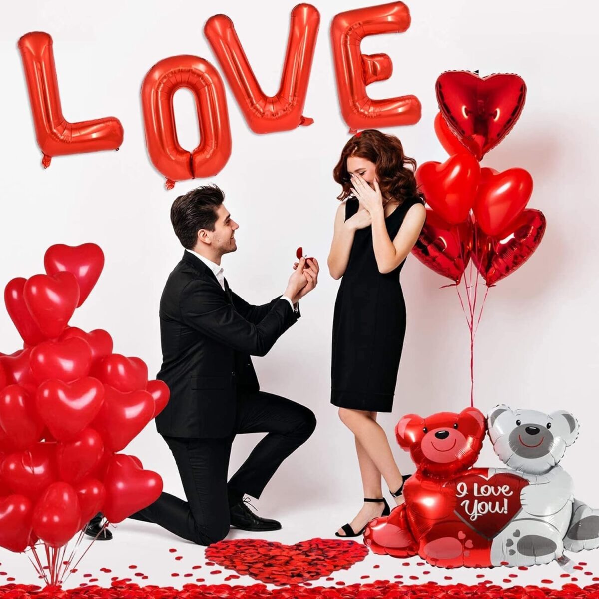 Balon Folie Metalizata Litera V, Embo, 40 cm, Umflati cu Heliu sau Aer, Ambalaj Individual, Pai inclus, Rosu - imagine 6