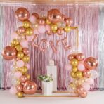 Balon Folie Metalizata Litera V, Embo, 40 cm, Umflati cu Heliu sau Aer, Ambalaj Individual, Pai inclus, Rose Gold - imagine 3