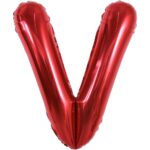 Balon Folie Metalizata Litera V, Embo, 40 cm, Umflati cu Heliu sau Aer, Ambalaj Individual, Pai inclus, Rosu