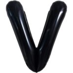 Balon Folie Metalizata Litera V, Embo, 40 cm, Umflati cu Heliu sau Aer, Ambalaj Individual, Pai inclus, Negru