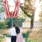Balon Folie Metalizata Litera W, Embo, 100 cm, Umflati cu Heliu sau Aer, Ambalaj Individual, Pai inclus, Rose Gold - imagine 3