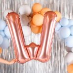 Balon Folie Metalizata Litera W, Embo, 100 cm, Umflati cu Heliu sau Aer, Ambalaj Individual, Pai inclus, Rose Gold - imagine 5