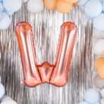 Balon Folie Metalizata Litera W, Embo, 100 cm, Umflati cu Heliu sau Aer, Ambalaj Individual, Pai inclus, Rose Gold - imagine 7