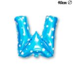 Balon Folie Metalizata Litera W, Embo, 40 cm, Cu Imprimeu Stelute, Umflati cu Heliu sau Aer, Ambalaj Individual, Pai inclus, Albastru - imagine 4