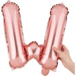 Balon Folie Metalizata Litera W, Embo, 40 cm, Umflati cu Heliu sau Aer, Ambalaj Individual, Pai inclus, Rose Gold - imagine 6