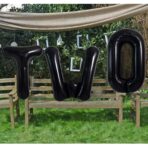 Balon Folie Metalizata Litera W, Embo, 40 cm, Umflati cu Heliu sau Aer, Ambalaj Individual, Pai inclus, Negru - imagine 5