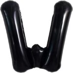 Balon Folie Metalizata Litera W, Embo, 40 cm, Umflati cu Heliu sau Aer, Ambalaj Individual, Pai inclus, Negru - imagine 6