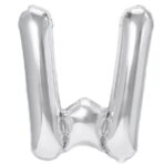 Balon Folie Metalizata Litera W, Embo, 40 cm, Umflati cu Heliu sau Aer, Ambalaj Individual, Pai inclus, Argintiu