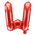 Balon Folie Metalizata Litera W, Embo, 40 cm, Umflati cu Heliu sau Aer, Ambalaj Individual, Pai inclus, Rosu