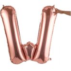 Balon Folie Metalizata Litera W, Embo, 80 cm, Umflati cu Heliu sau Aer, Ambalaj Individual, Pai inclus, Rose Gold - imagine 8