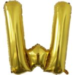 Balon Folie Metalizata Litera W, Embo, 80 cm, Umflati cu Heliu sau Aer, Ambalaj Individual, Pai inclus, Auriu