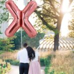 Balon Folie Metalizata Litera X, Embo, 100 cm, Umflati cu Heliu sau Aer, Ambalaj Individual, Pai inclus, Rose Gold - imagine 3