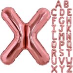 Balon Folie Metalizata Litera X, Embo, 100 cm, Umflati cu Heliu sau Aer, Ambalaj Individual, Pai inclus, Rose Gold - imagine 4