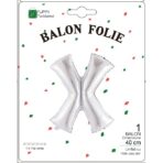 Balon Folie Metalizata Litera X, Embo, 40 cm, Umflati cu Heliu sau Aer, Ambalaj Individual, Pai inclus, Argintiu - imagine 2