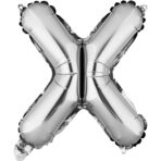 Balon Folie Metalizata Litera X, Embo, 40 cm, Umflati cu Heliu sau Aer, Ambalaj Individual, Pai inclus, Argintiu - imagine 7